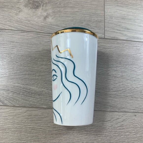 Starbucks 2017 Anniversary Crown Siren Mermaid White Tumbler Traveler Mug 10 Oz - Picture 3 of 9